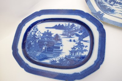 Lot 52 - Large pearlware dish with boy on the buffalo...