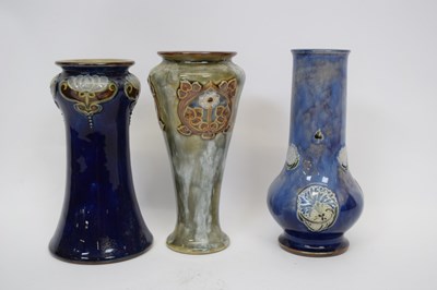 Lot 53 - Group of three Royal Doulton vases with Art...