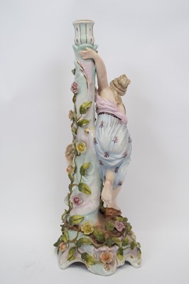 Lot 58 - Large Continental porcelain candlestick with a...