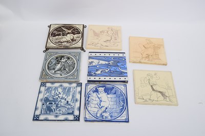 Lot 64 - Group of tiles, some by Minton and Wedgwood,...