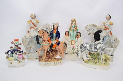 Lot 69 - Group of Staffordshire models including one of...