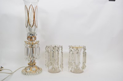 Lot 75 - Pair of table lustres of plain glass, together...