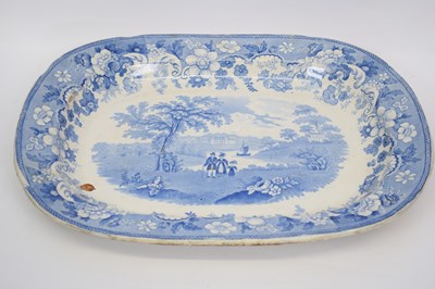Lot 83 - Large Staffordshire platter decorated with...