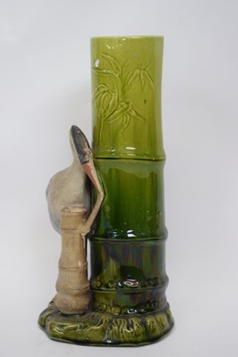 Lot 87 - Majolica style vase of a crane against a spill...