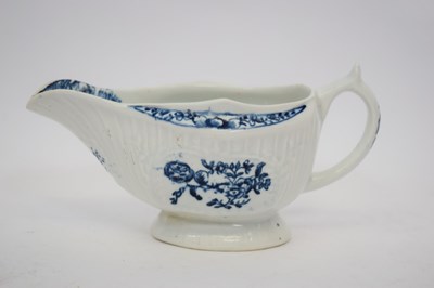 Lot 101 - Lowestoft sauce boat, the body moulded with a...
