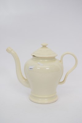 Lot 114 - Small cream ware tea pot with unusual spout,...