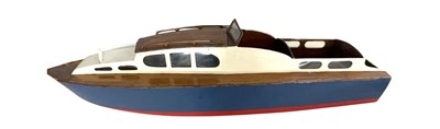 Lot 335 - A wooden painted model boat, length...