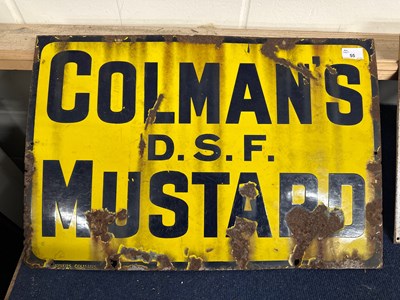 Lot 55 - An enamel sign Colmans DSF Mustard, 61cm wide
