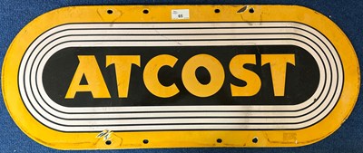 Lot 65 - An oval enamel sign marked At Cost, 66cm wide