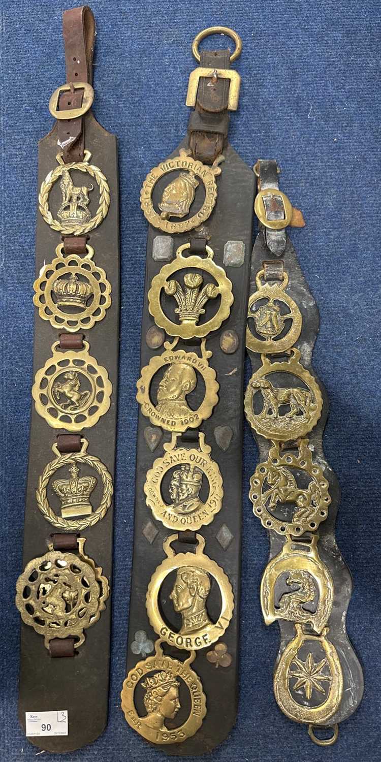Lot 90 - Three straps of various horse brasses