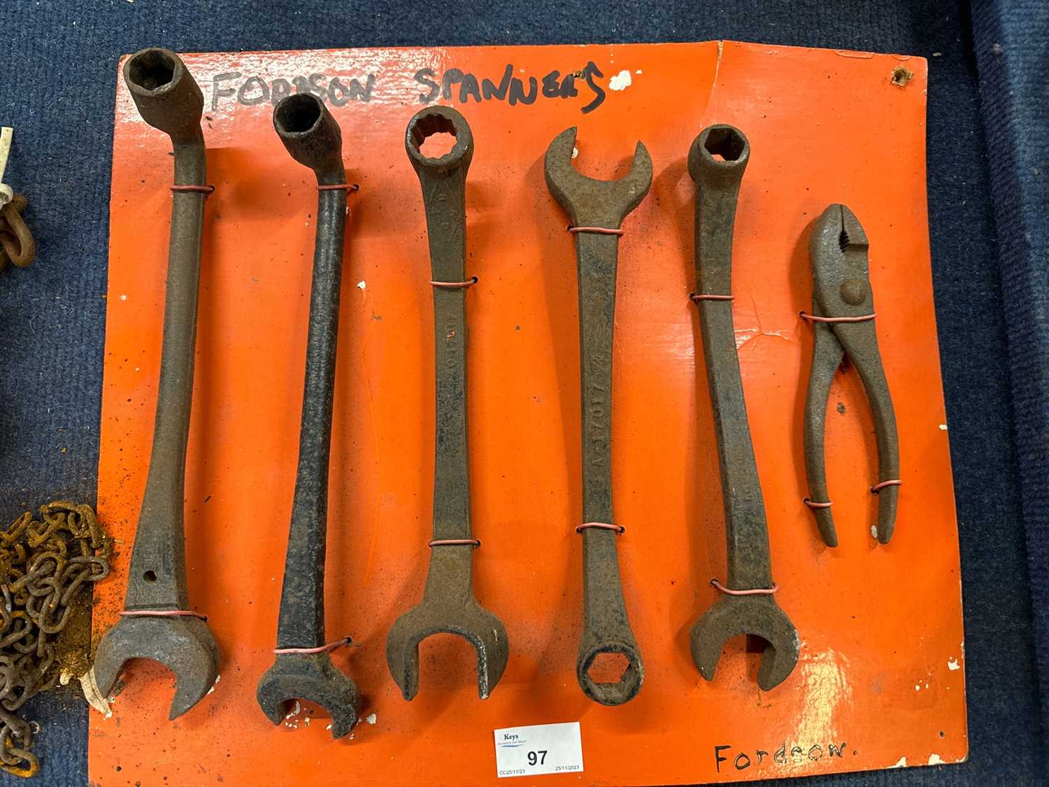 Lot 97 - Fordson spanners and pliers