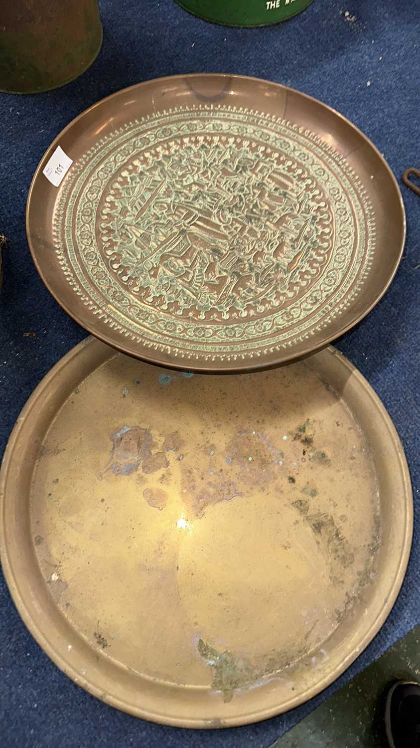 Lot 101 - Two copper and brass serving trays