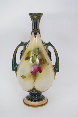 Lot 124 - Hadleigh Worcester vase decorated with roses...
