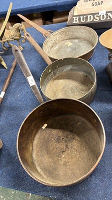 Lot 117 - Three various assorted copper pans