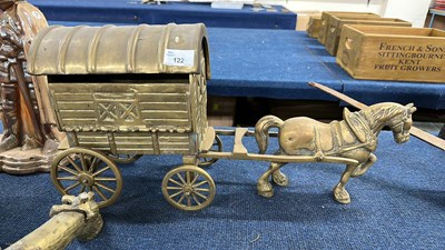 Lot 122 - Cast brass model of a Romany caravan and horse