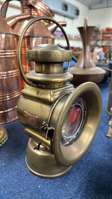 Lot 132 - Vintage brass Lucas King of the Road lamp,...