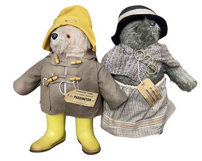 Lot 163 - A pair of vintage bears formed as Paddington...