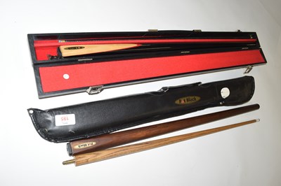 Lot 195 - A Pot Black two-piece cue in hard travel case...