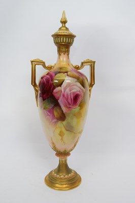 Lot 133 - Royal Worcester vase painted with roses,...