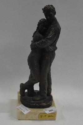 Lot 348 - A bronze figure of a young couple by J M Belsa...