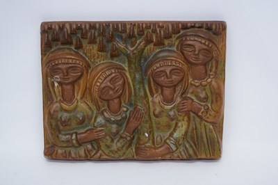 Lot 141 - Unusual Danish pottery plaque with various...