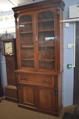 Lot 340 - Victorian mahogany secretaire bookcase cabinet,...