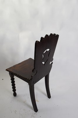 Lot 341 - Victorian oak Gothic carved hall chair with...