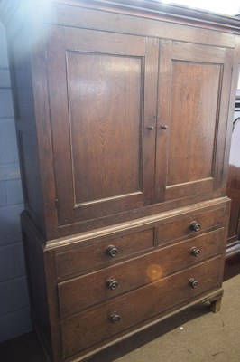 Lot 346 - Georgian oak former linen press cabinet, with...