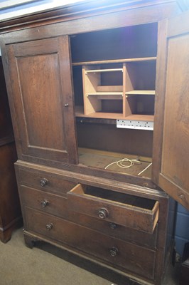 Lot 346 - Georgian oak former linen press cabinet, with...