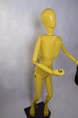 Lot 348 - Vintage yellow painted wooden crash test dummy...