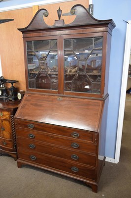 Lot 371 - Large George II mahogany bureau bookcase with...