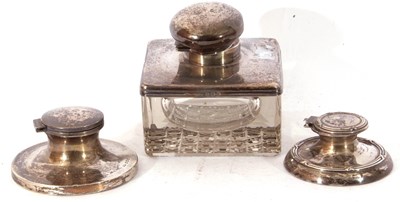 Lot 216 - Mixed Lot: George V square glass inkwell with...