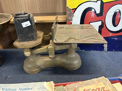 Lot 144 - Vintage scales with large iron weights