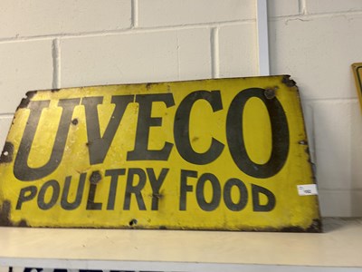 Lot 152 - Enamel sign marked 'Uveco Poultry Food'