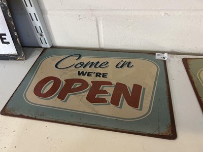 Lot 161 - Pair of small reproduction signs 'Open' and...