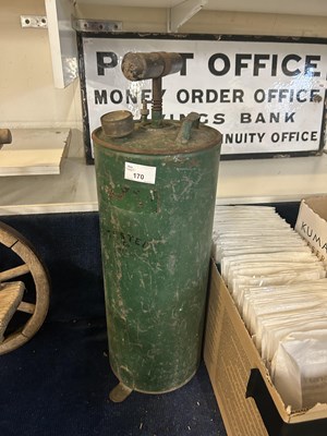 Lot 170 - Green painted metal cylinder pump