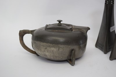 Lot 148 - Pewter Art Nouveau tea pot, Art Nouveau bowl...