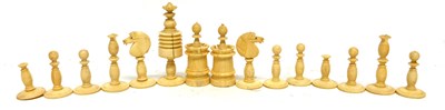 Lot 155 - Part chess set in stained bone white and red...