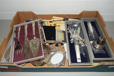Lot 1 - BOX OF ASSORTED SILVER PLATED CUTLERY, SMALL...