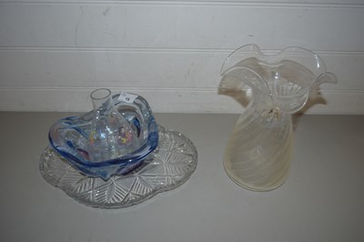 Lot 15 - BLUE ART GLASS BOWL PLUS FURTHER VASE AND...