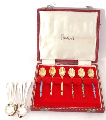 Lot 240 - Harrods cased set of six import hallmarked...