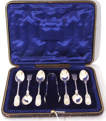 Lot 241 - Cased set of six Edward VII silver coffee...