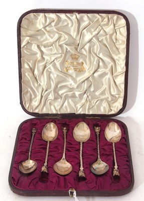 Lot 243 - Cased set of six George V decorative coffee...