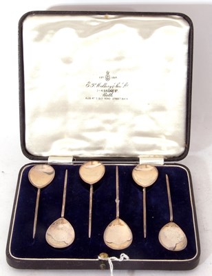 Lot 245 - Set of six Elizabeth II coffee spoons,...