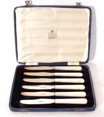 Lot 246 - Cased set of six Elizabeth II mother of pearl...