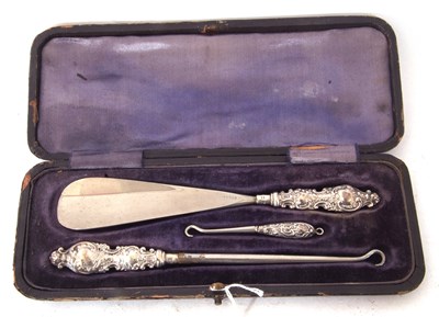 Lot 249 - Late Victorian three piece set of two silver...