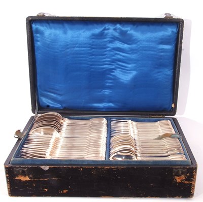 Lot 253 - Cased set of Victorian period French silver...