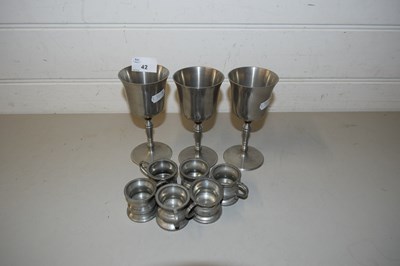 Lot 42 - MIXED LOT OF SMALL PEWTER MEASURES AND PEWTER...