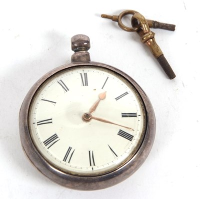 Lot 202 - A silver pair cased fusee pocket watch...