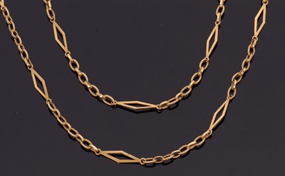 Lot 464 - A fancy link necklace, comprised of diagonal...